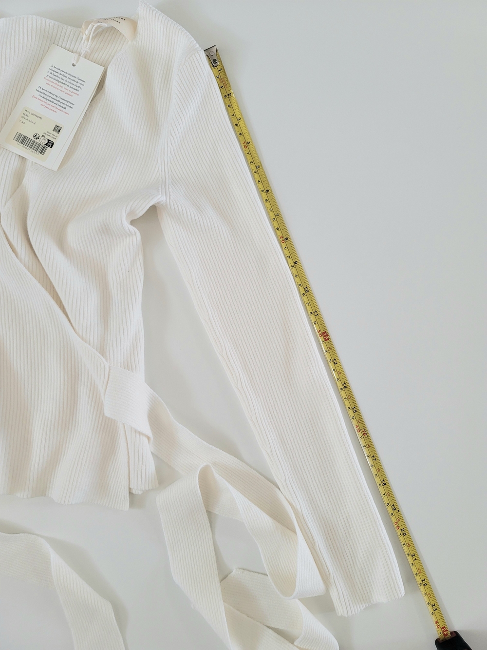 Sezane Leonore Wrap Front Wool Cotton Blend Sweater Ecru XS - Picture 9 of 11